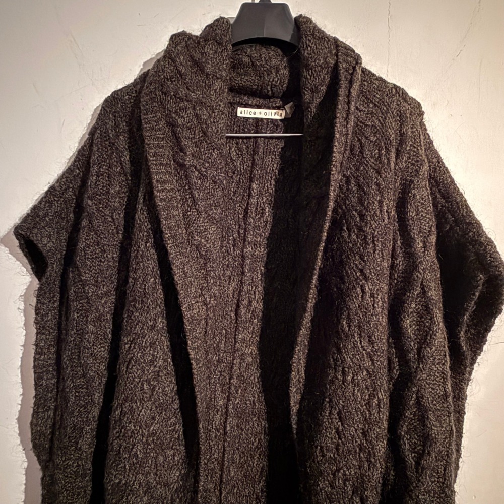 Alice‎ + Olivia Medium Darryl Army Green Oversized Duster Sweater Cardigan - Picture 2 of 7